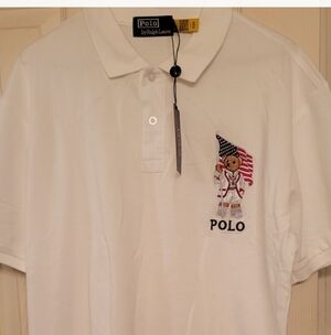 Polo Ralph Lauren White Polo Shirt with Bear Embroidery